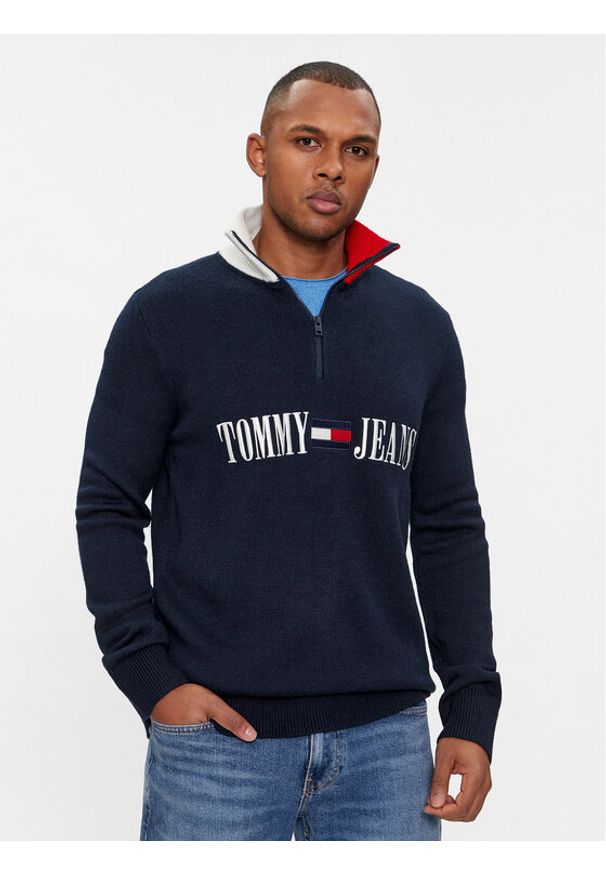 Tommy Jeans Sweter Archive DM0DM18368 Granatowy Slim Fit. Kolor: niebieski. Materiał: syntetyk