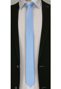 Jednokolorowy Krawat Męski, Śledź - 5 cm - Angelo di Monti - Błękitny. Kolor: niebieski