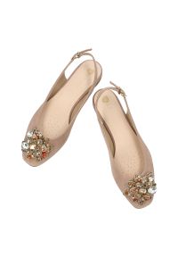 Beżowe Sandały Armodo Eleganckie Obuwie Damskie. Okazja: na ślub cywilny, na co dzień, na imprezę, na wesele. Zapięcie: pasek. Kolor: beżowy. Materiał: skóra, welur. Wzór: paski, aplikacja. Styl: elegancki #5