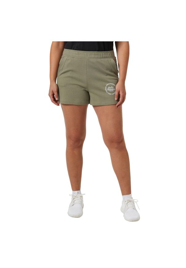 Damskie szorty dresowe Helly Hansen Core. Kolor: zielony. Materiał: dresówka. Długość: krótkie. Sport: turystyka piesza