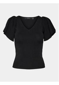 Vero Moda Bluzka Ginny 10278323 Czarny Slim Fit. Kolor: czarny. Materiał: syntetyk