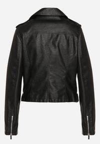 Born2be - Czarna Kurtka Ramoneska z Asymetrycznym Suwakiem i Regulowanym Paskiem Bralissa. Okazja: na co dzień. Kolor: czarny. Materiał: jeans. Styl: casual, elegancki, rockowy #7