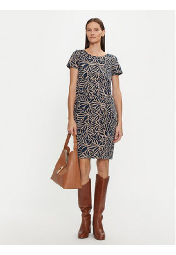 Tatuum Sukienka codzienna Koka T2418.202B Granatowy Regular Fit. Okazja: na co dzień. Kolor: niebieski. Materiał: bawełna. Typ sukienki: proste. Styl: casual