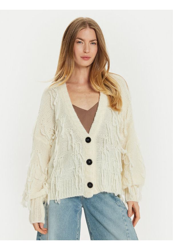 ViCOLO Kardigan 33034S Écru Relaxed Fit. Kolor: kremowy. Materiał: syntetyk