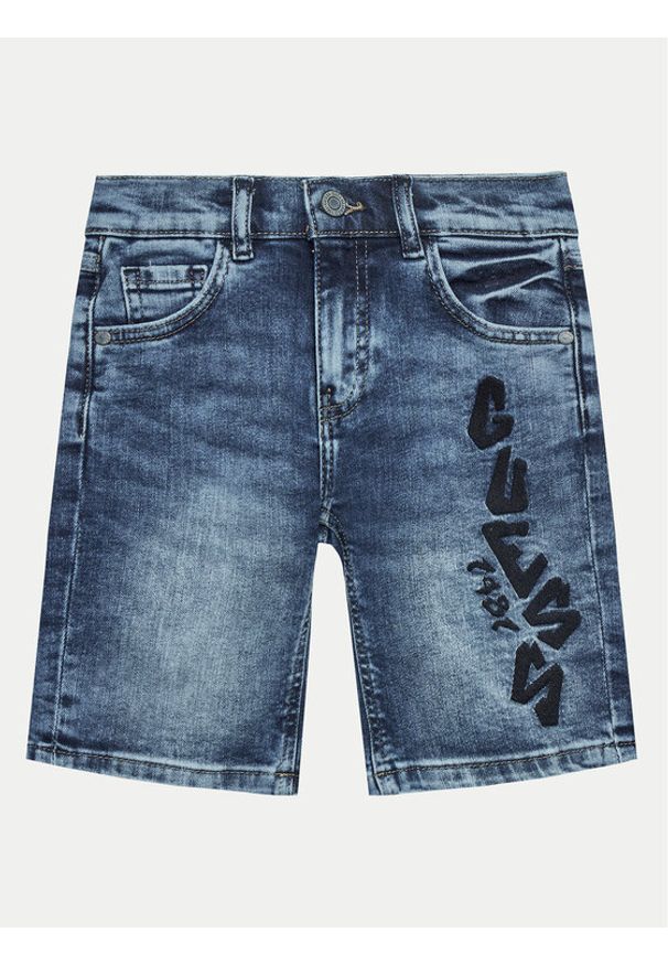 Guess Szorty jeansowe L4GD18 D4GV0 Niebieski Regular Fit. Kolor: niebieski. Materiał: bawełna