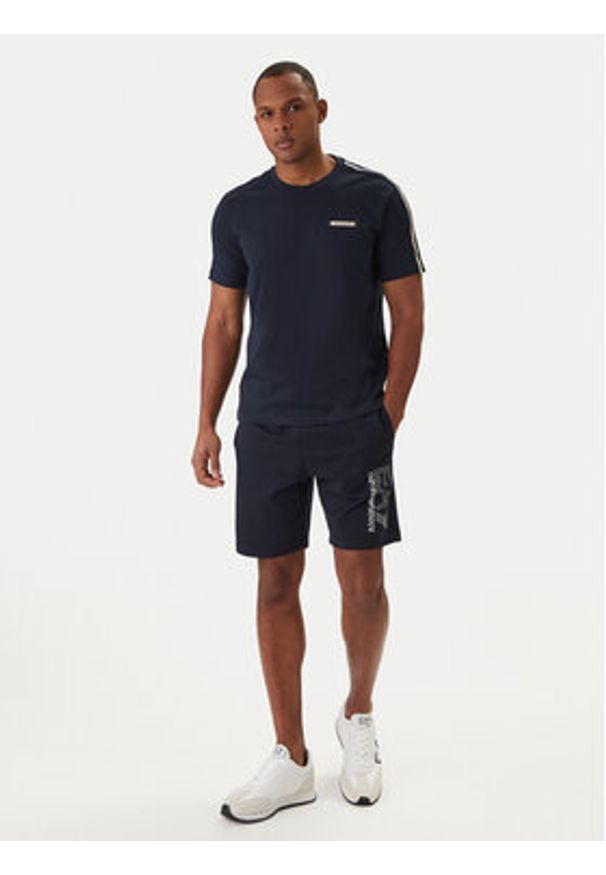 EA7 Emporio Armani T-Shirt 7M001476 AF10375 Niebieski Regular Fit. Kolor: niebieski. Materiał: bawełna