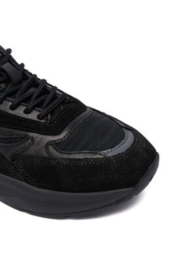 D.A.T.E. Sneakersy Fuga Shiny W431-FG-SH Czarny. Kolor: czarny. Materiał: skóra