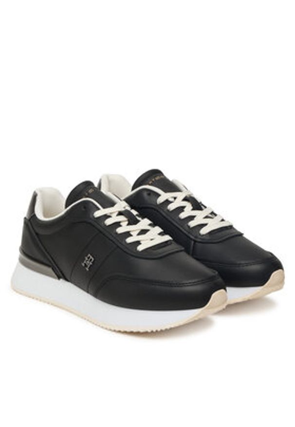 TOMMY HILFIGER - Tommy Hilfiger Sneakersy Chic Fashion Runner FW0FW08695 Czarny. Kolor: czarny. Materiał: skóra