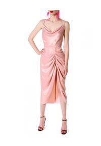 AGGI - Różowa sukienka AVA PRETTY. Typ kołnierza: dekolt woda. Kolor: różowy, wielokolorowy, fioletowy. Długość rękawa: na ramiączkach #1