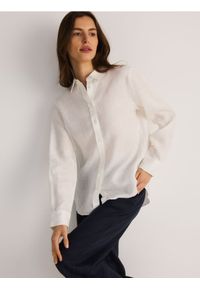 Reserved - Lniana koszula - biały. Kolor: biały. Materiał: len #1