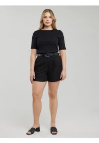 Big-Star - Koszulka damska w prążek czarna Alessa 906. Okazja: na co dzień. Kolor: czarny. Materiał: jeans, żakard, dzianina, prążkowany. Wzór: prążki. Styl: casual, elegancki #7