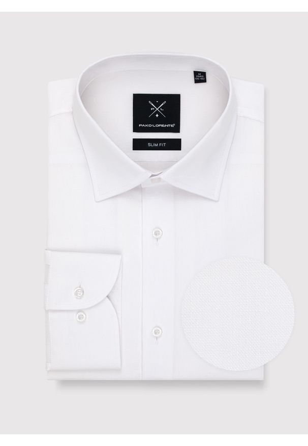 Pako Lorente - PAKO LORENTE – Biała koszula męska. Kolor: biały. Materiał: bawełna. Długość rękawa: długi rękaw. Długość: długie. Wzór: gładki