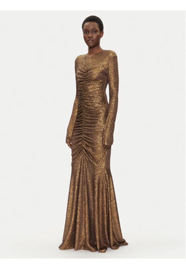 NORMA KAMALI Sukienka wieczorowa ST4243SQE38151 Złoty Slim Fit. Kolor: złoty. Materiał: syntetyk. Styl: wizytowy
