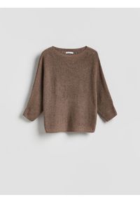 Reserved - Gładki sweter - brązowy. Kolor: brązowy. Materiał: dzianina. Wzór: gładki #1
