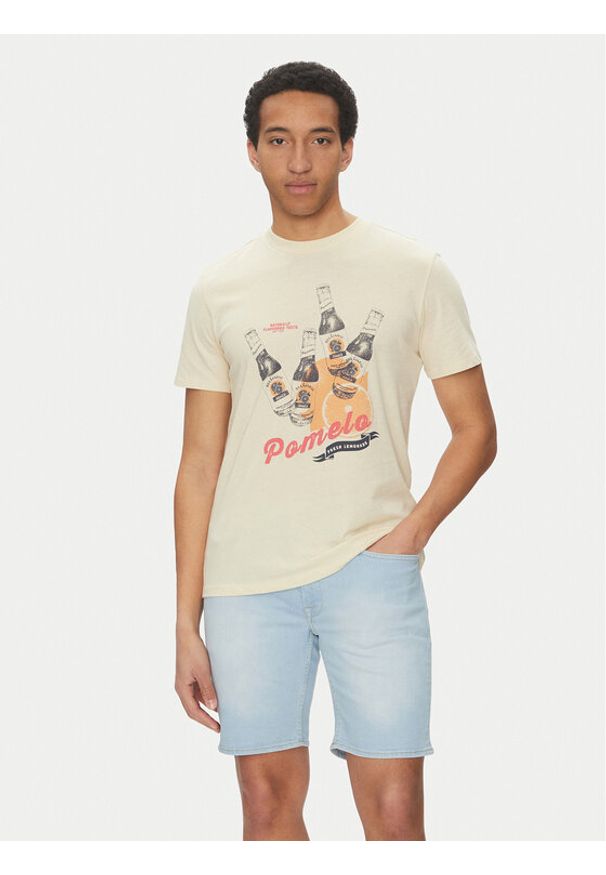 Blend T-Shirt 20718263 Beżowy Regular Fit. Kolor: beżowy. Materiał: bawełna