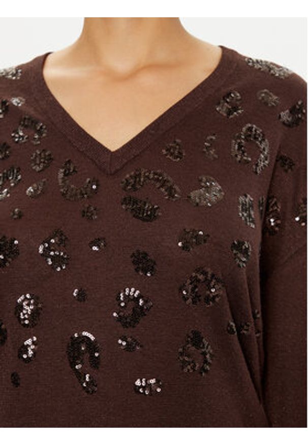 LOLA CASADEMUNT Sweter LF2411007 Brązowy Regular Fit. Kolor: brązowy. Materiał: wiskoza