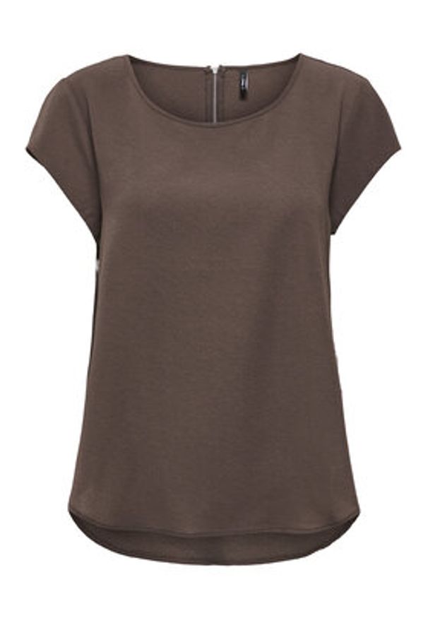 only - ONLY Bluzka Vic 15142784 Brązowy Regular Fit. Kolor: brązowy. Materiał: syntetyk