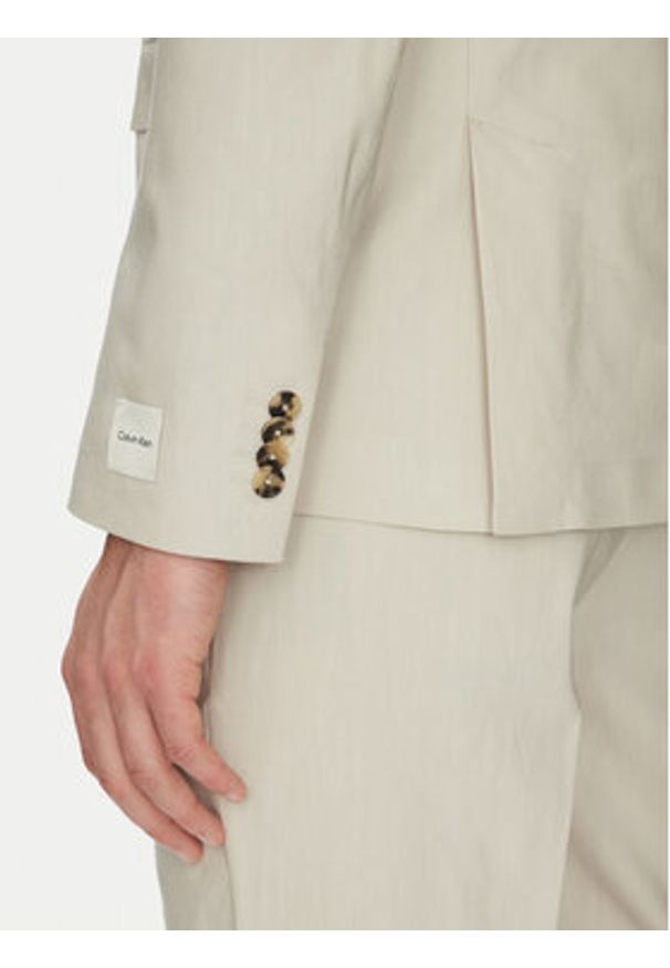 Calvin Klein Marynarka K10K114388 Beżowy Slim Fit. Kolor: beżowy. Materiał: lyocell