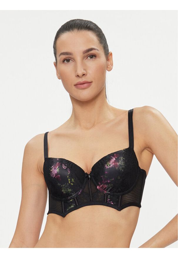 Hunkemöller Biustonosz balkonetka Amelie Pd Ll 203517 Czarny. Kolor: czarny. Materiał: syntetyk