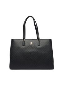 TOMMY HILFIGER - Tommy Hilfiger Torebka Th Daily Tote Mono AW0AW18417 Czarny. Kolor: czarny. Materiał: skórzane #1