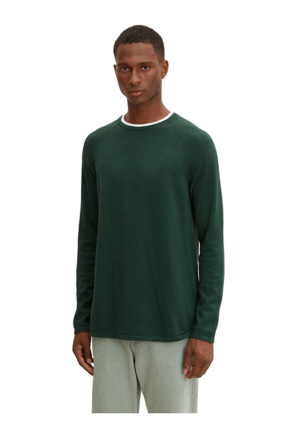 Tom Tailor Denim Sweter 1033335 Zielony Regular Fit. Kolor: zielony. Materiał: bawełna, denim