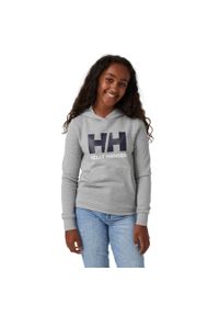 Bluza dziecięca z kapturem Helly Hansen logo 2.0. Typ kołnierza: kaptur. Kolor: szary