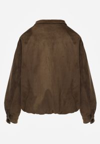 Renee - Ciemnobeżowa Kurtka Bomber Jacket Ozdobiona Guzikami Quilimi. Okazja: na co dzień. Kolor: beżowy. Wzór: aplikacja. Styl: casual, elegancki #4