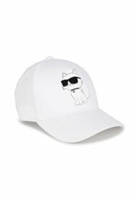Karl Lagerfeld czapka bawełniana dziecięca kolor biały z nadrukiem. Kolor: biały. Materiał: bawełna. Wzór: nadruk #1