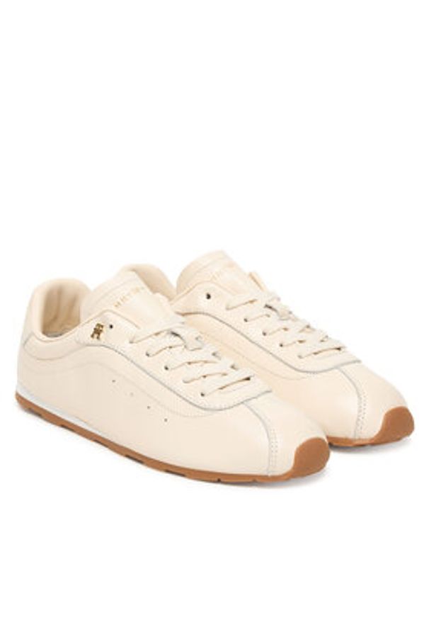 TOMMY HILFIGER - Tommy Hilfiger Sneakersy Th Low Profile Runner FW0FW08951 Écru. Kolor: kremowy. Materiał: skóra
