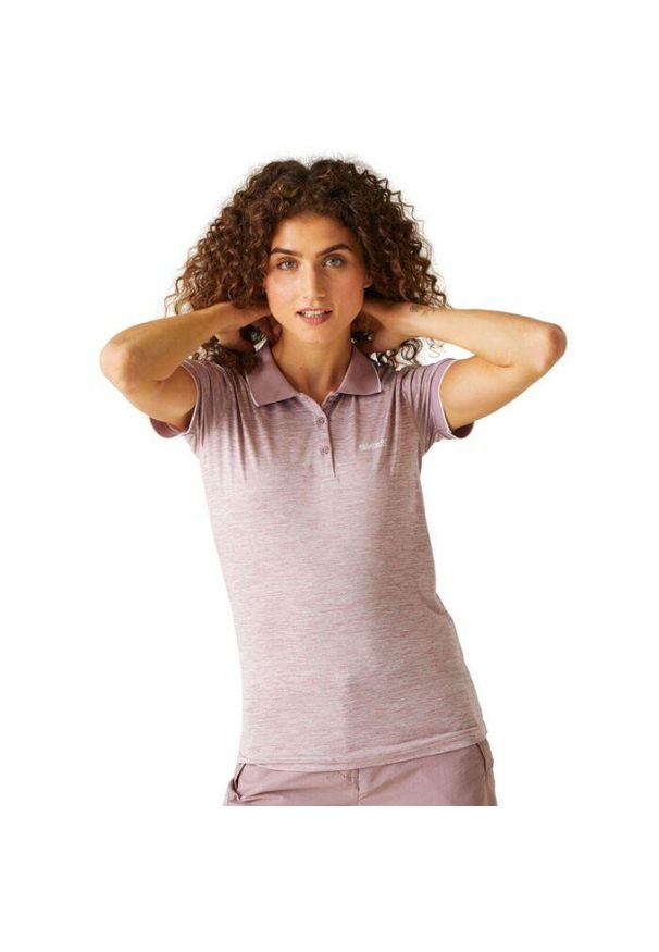 Regatta - Koszulka turystyczna polo damska Remex II. Typ kołnierza: polo. Kolor: różowy. Materiał: materiał