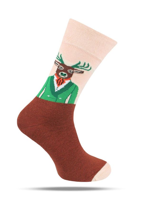 His Story - Skarpetki Bawełniane - Tematyczne - Jeleń. Kolor: wielokolorowy. Materiał: elastan, bawełna, poliamid