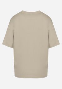 Born2be - Ciemnobeżowy Bawełniany Klasyczny T-shirt Merovira. Okazja: na co dzień, na randkę. Kolor: beżowy. Materiał: bawełna. Styl: klasyczny #2
