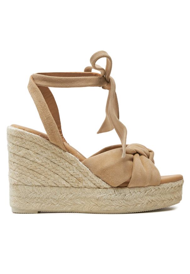 Manebi Espadryle Hamptons Wedge Espadrilles With Knot M 1.1 WS Beżowy. Kolor: beżowy. Materiał: zamsz, skóra