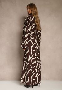 Renee - Brązowa Sukienka z Wiskozą o Rozkloszowanym Kroju Netiva. Okazja: na spacer. Kolor: brązowy. Materiał: wiskoza. Sezon: wiosna, jesień. Styl: elegancki #4