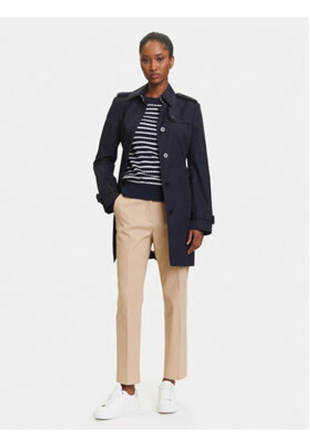 TOMMY HILFIGER - Tommy Hilfiger Trencz Heritage Single WW0WW24966 Granatowy Regular Fit. Kolor: niebieski. Materiał: bawełna