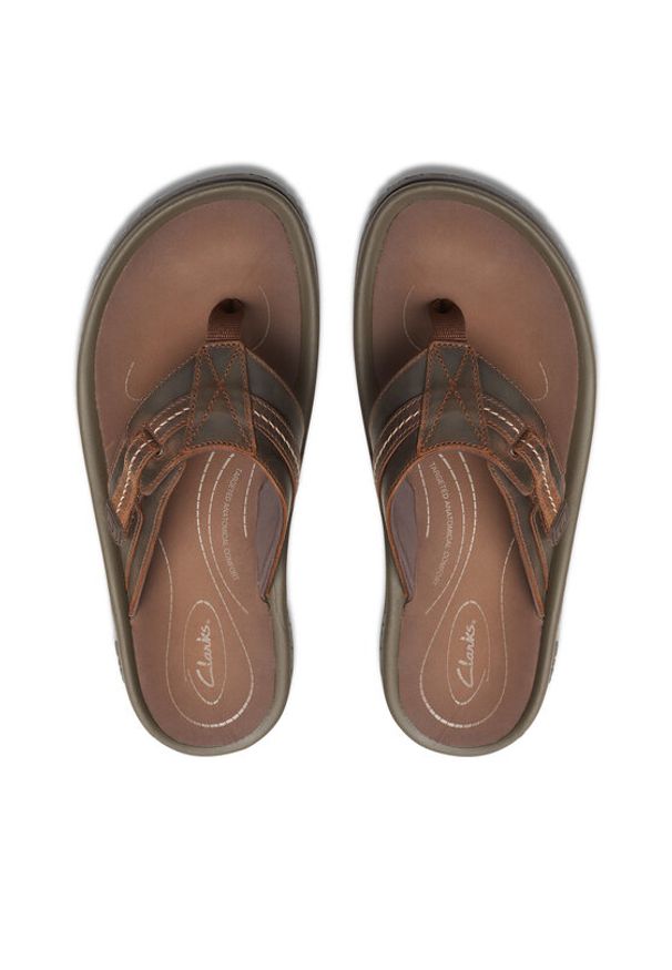 Clarks Japonki Wesley Sun 26176987 Brązowy. Kolor: brązowy. Materiał: skóra