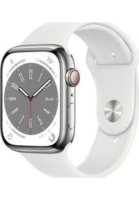 APPLE - Smartwatch Apple Watch 8 GPS + Cellular 45mm Silver Stainless Steel Biały (MNKE3UL/A). Rodzaj zegarka: smartwatch. Kolor: biały