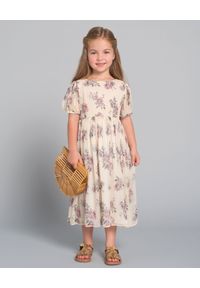 LOVE SHACK FANCY KIDS - Sukienka z jedwabiu 2-12 lat. Kolor: beżowy. Materiał: jedwab. Wzór: aplikacja, kwiaty. Sezon: lato #2