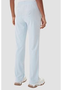 Juicy Couture - JUICY COUTURE Błękitne spodnie dresowe damskie z cyrkoniami Tina Outline, Rozmiar XS. Kolor: niebieski. Materiał: dresówka #6