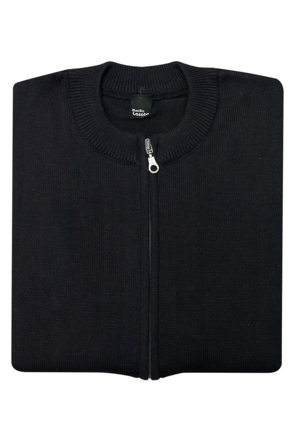 M. Lasota - polski producent - Czarny sweter rozpinany na zamek SW51. Kolor: czarny. Materiał: akryl, bawełna, materiał