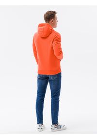 Ombre Clothing - Bluza męska w mocnych kolorach B1351 - pomarańczowa - XXL. Typ kołnierza: kaptur. Kolor: pomarańczowy. Materiał: bawełna, poliester. Wzór: nadruk #3