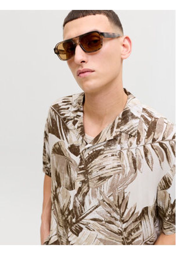 Jack & Jones Koszula Jeff 12288854 Brązowy Relaxed Fit. Kolor: brązowy. Materiał: wiskoza