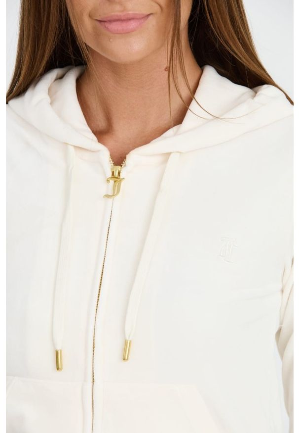 Juicy Couture - JUICY COUTURE Bluza ecru damska Gold Robertson Hoodie, Rozmiar M. Kolor: beżowy
