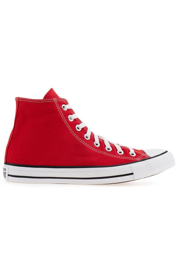 Buty Converse Chuck Taylor All Star Hi M9621C - czerwone. Kolor: czerwony. Materiał: materiał. Szerokość cholewki: normalna. Wzór: aplikacja. Model: Converse All Star