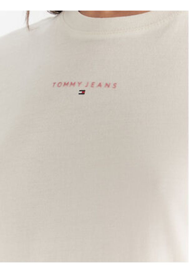 Tommy Jeans T-Shirt Linear DW0DW21964 Écru Regular Fit. Materiał: bawełna