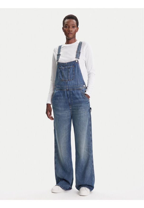 Tommy Jeans Ogrodniczki Classic DW0DW20529 Niebieski Straight Fit. Kolor: niebieski