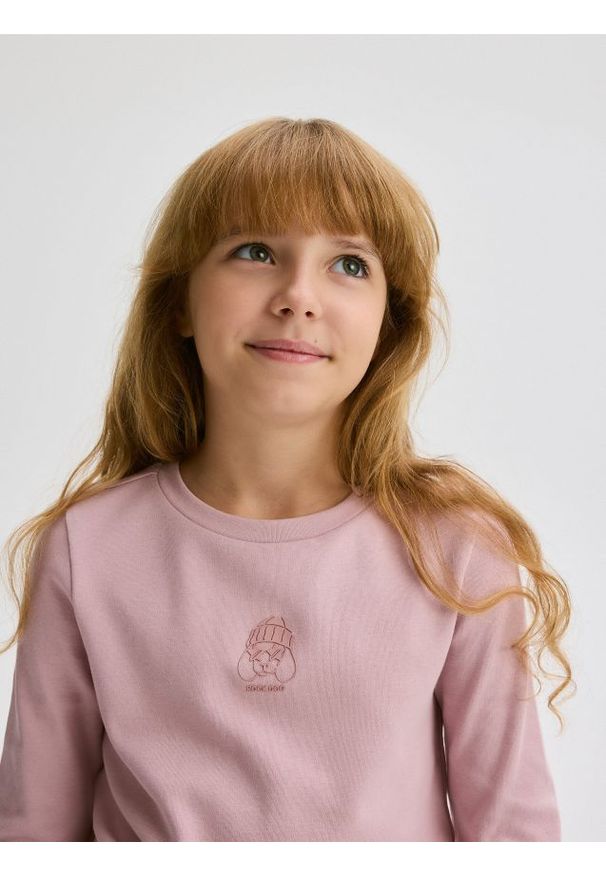 Reserved - Koszulka z aplikacją - brudny róż. Kolor: różowy. Materiał: bawełna. Wzór: aplikacja