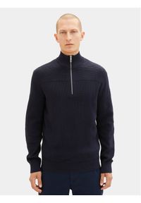 Tom Tailor Sweter 1038315 Granatowy Regular Fit. Kolor: niebieski. Materiał: bawełna