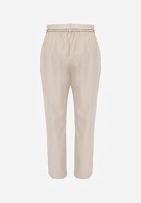Renee - Beżowe Spodnie High Waist o Fasonie Cygaretek z Paskiem ze Sprzączką Glaclea. Stan: podwyższony. Kolor: beżowy. Styl: elegancki #4