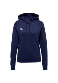 Damska bawełniana bluza z kapturem Hummel Move Grid. Typ kołnierza: kaptur. Kolor: niebieski. Materiał: bawełna. Sport: fitness
